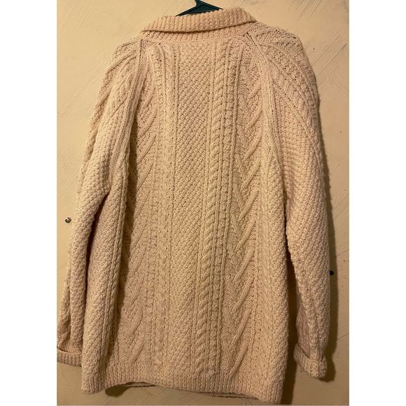 Vintage Wool Fisherman hand knit Cardigan sweater w/ wooden buttons sz XL by Woo - Picture 9 of 16